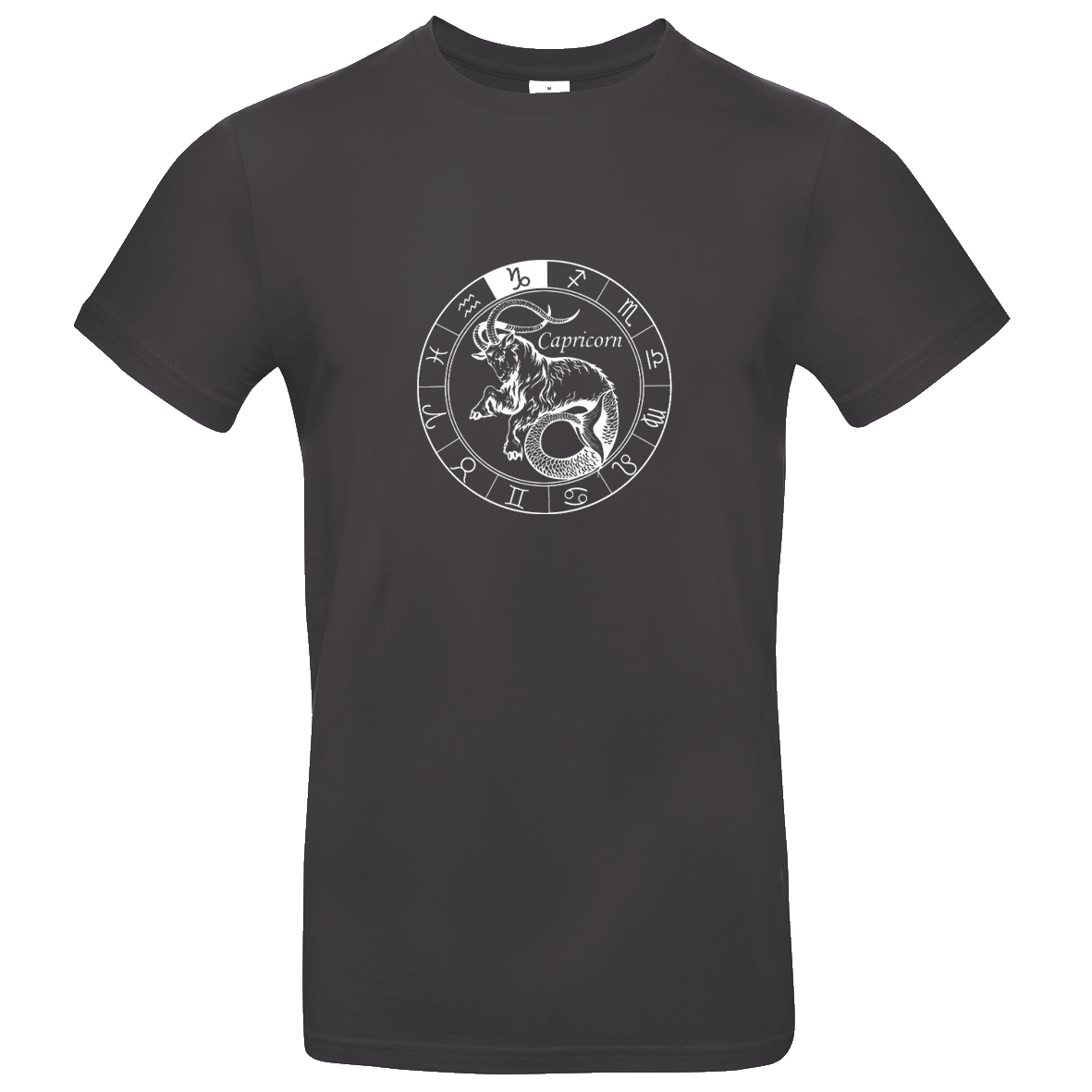 schwarzes T Shirt mit Sternzeichen Steinbock bedruckt XS - 2XL