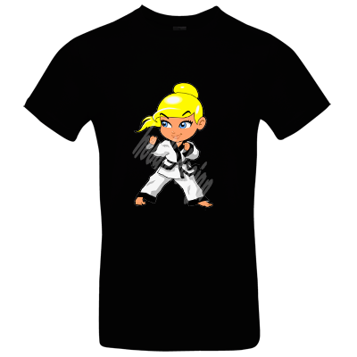 Baumwoll T Shirt mit blonden Karategirl