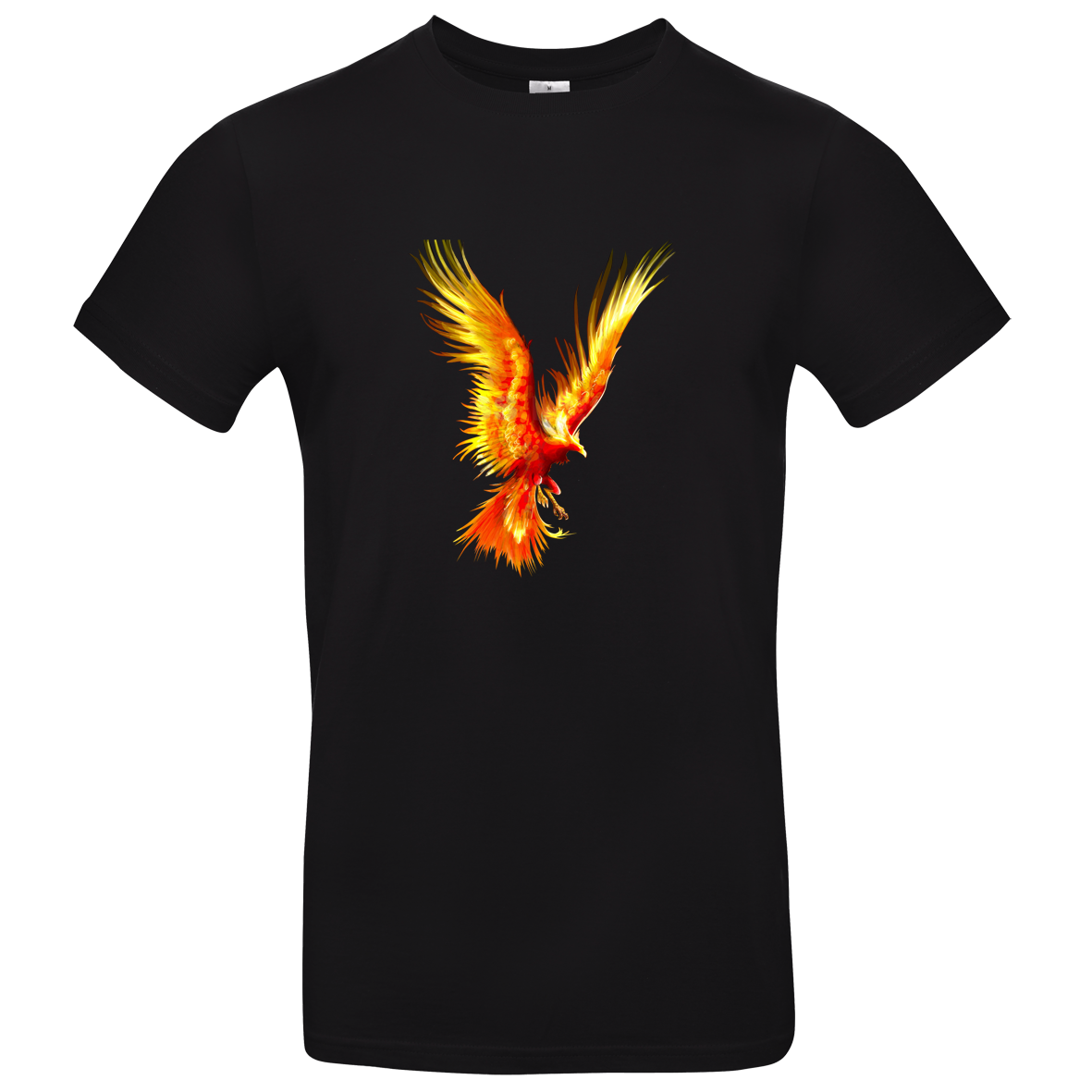 schwarzes T Shirt mit Feuervogel