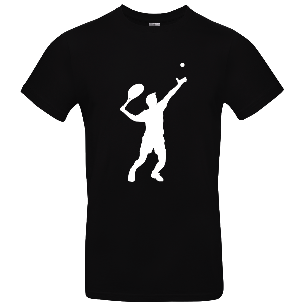 Schwarzes T Shirt mit Tennis Mann Silhouette XS - 2XL