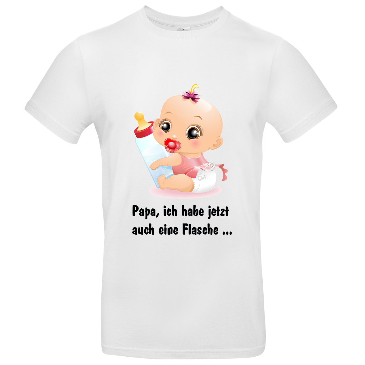 weißes T Shirt Baby mit Flasche