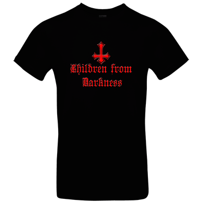 schwarzes bedrucktes T Shirt mit roter Children from Darkness