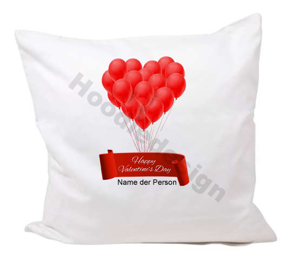 Kissenbezug zum Valentinstag eckig mit Luftballons