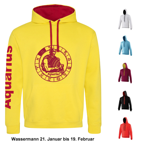 Hoodie mit Sternzeichen Wassermann XS - 2XL 
