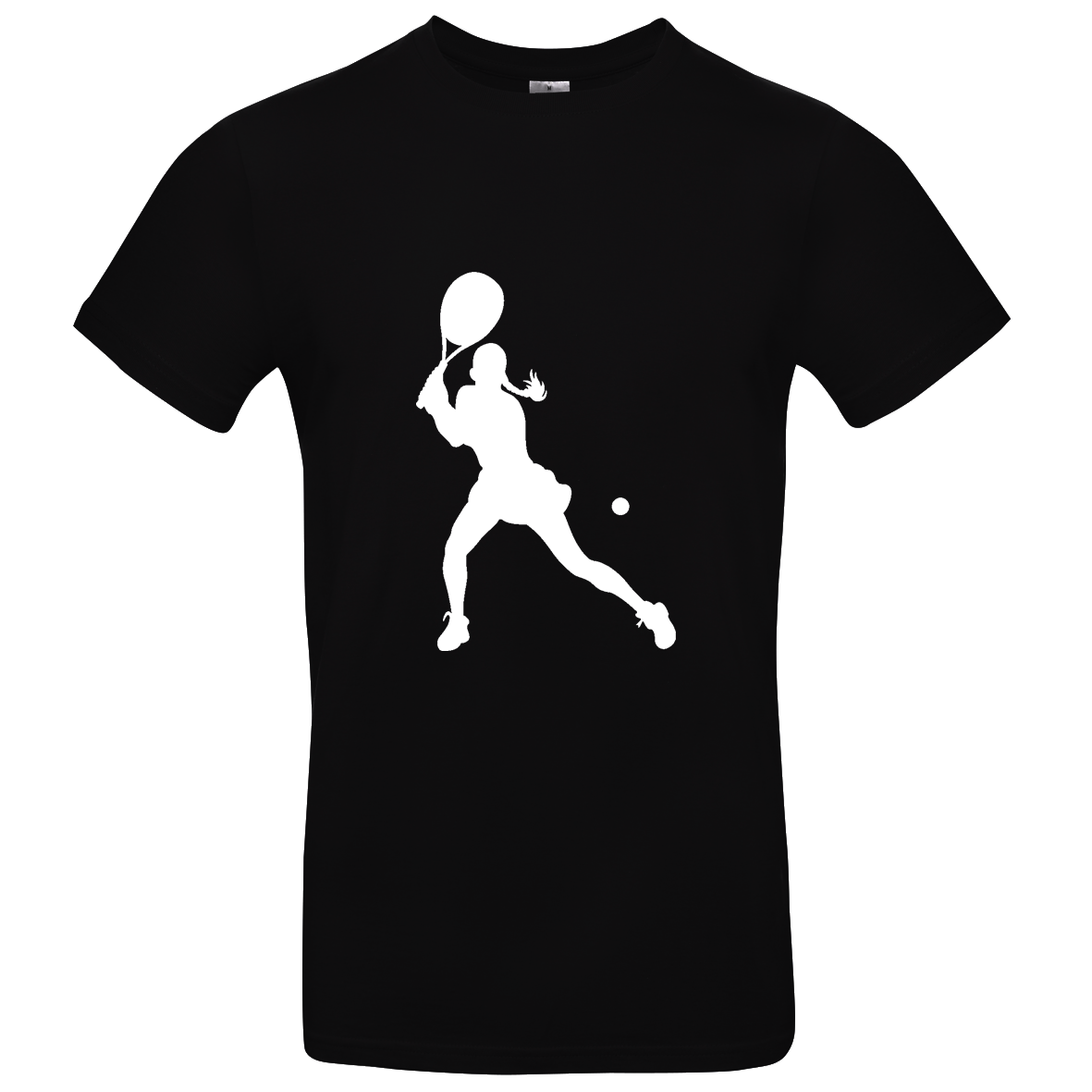 Schwarzes T Shirt mit Tennis Frau Silhouette XS - 2XL