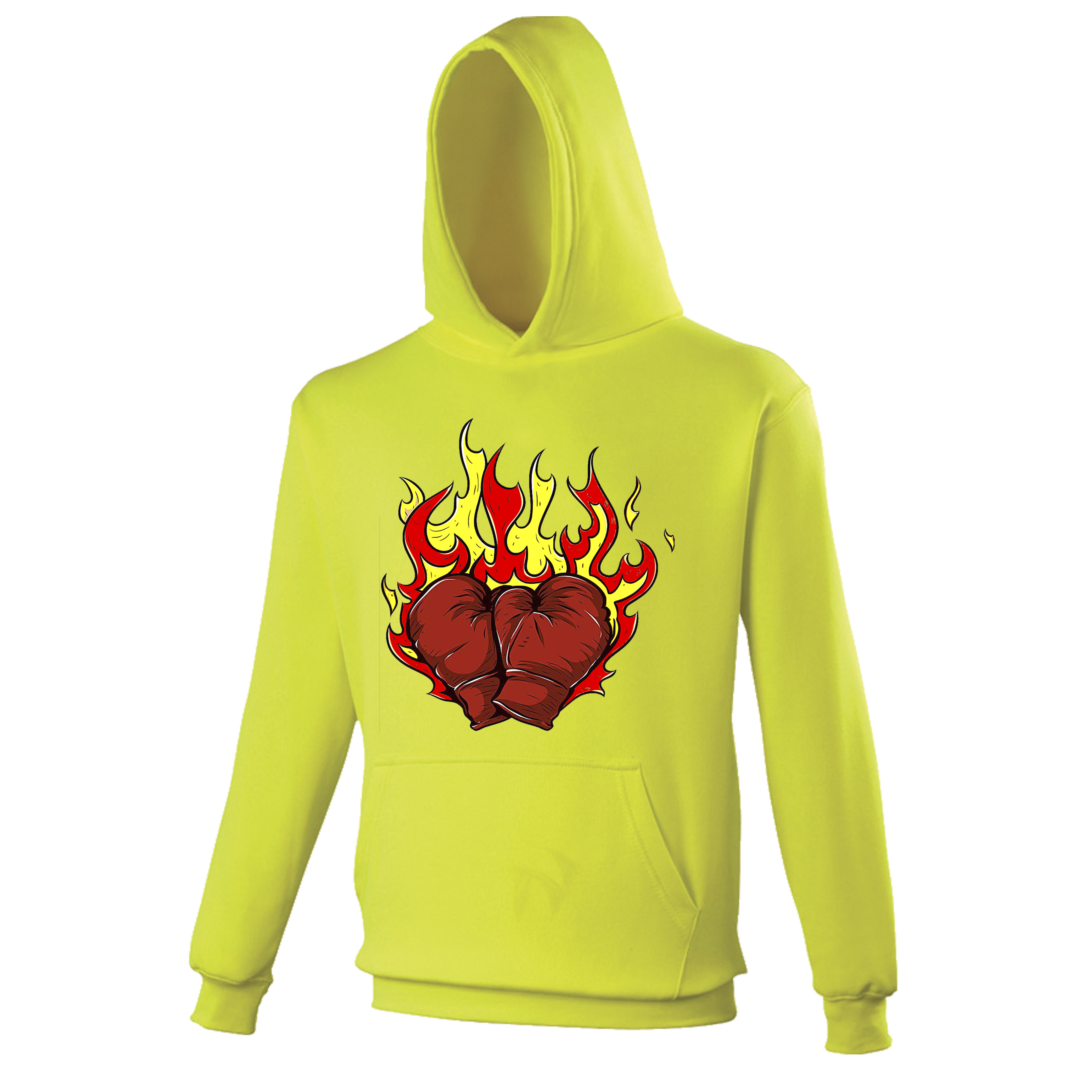 Kinder Hoodie mit brennenden Boxhandschuhen 116 - 164