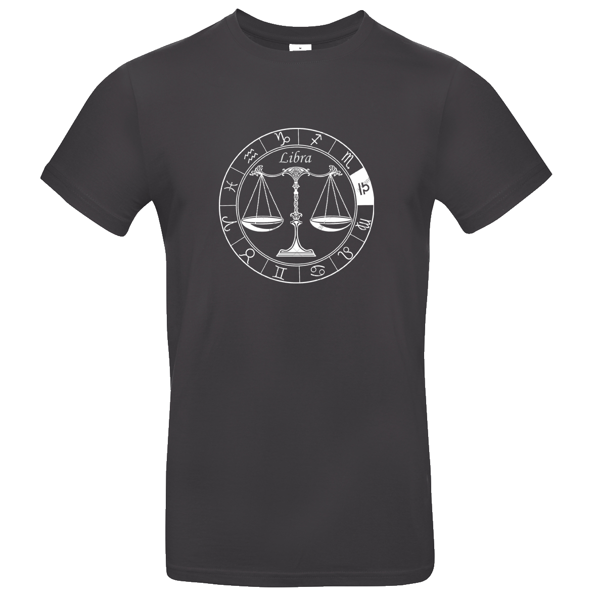 schwarzes T Shirt mit Sternzeichen Waage bedruckt XS - 2XL