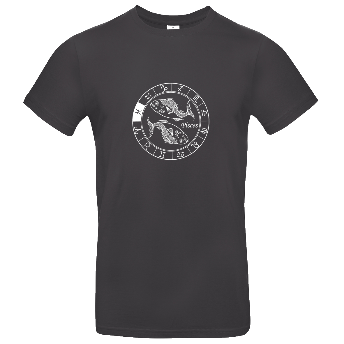 schwarzes T Shirt mit Sternzeichen Fische bedruckt XS - 2XL