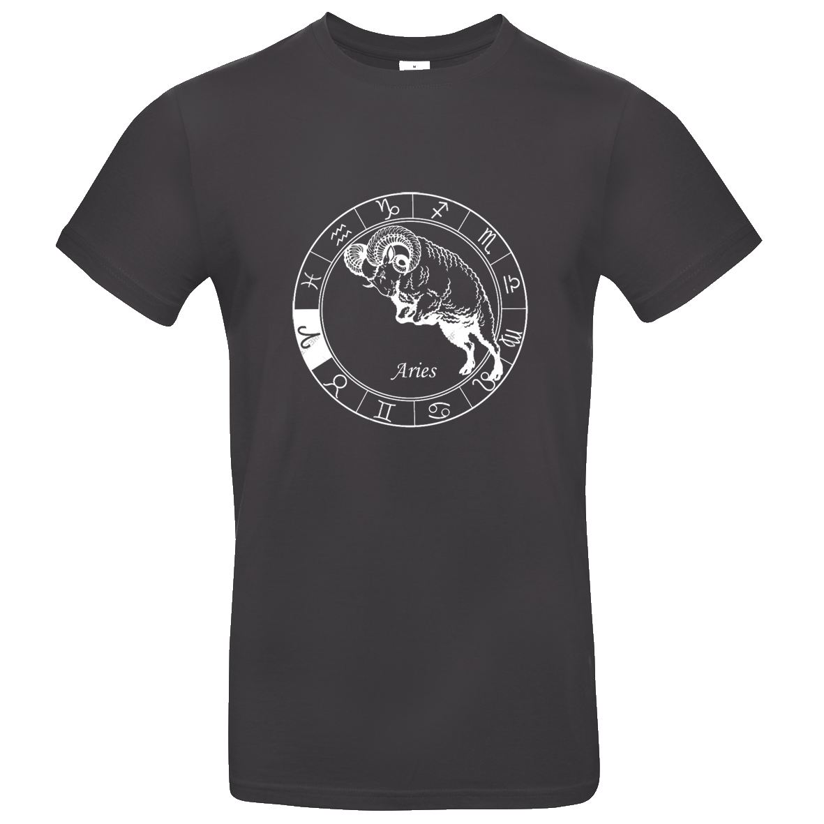 schwarzes T Shirt mit Sternzeichen Widder bedruckt XS - 2XL