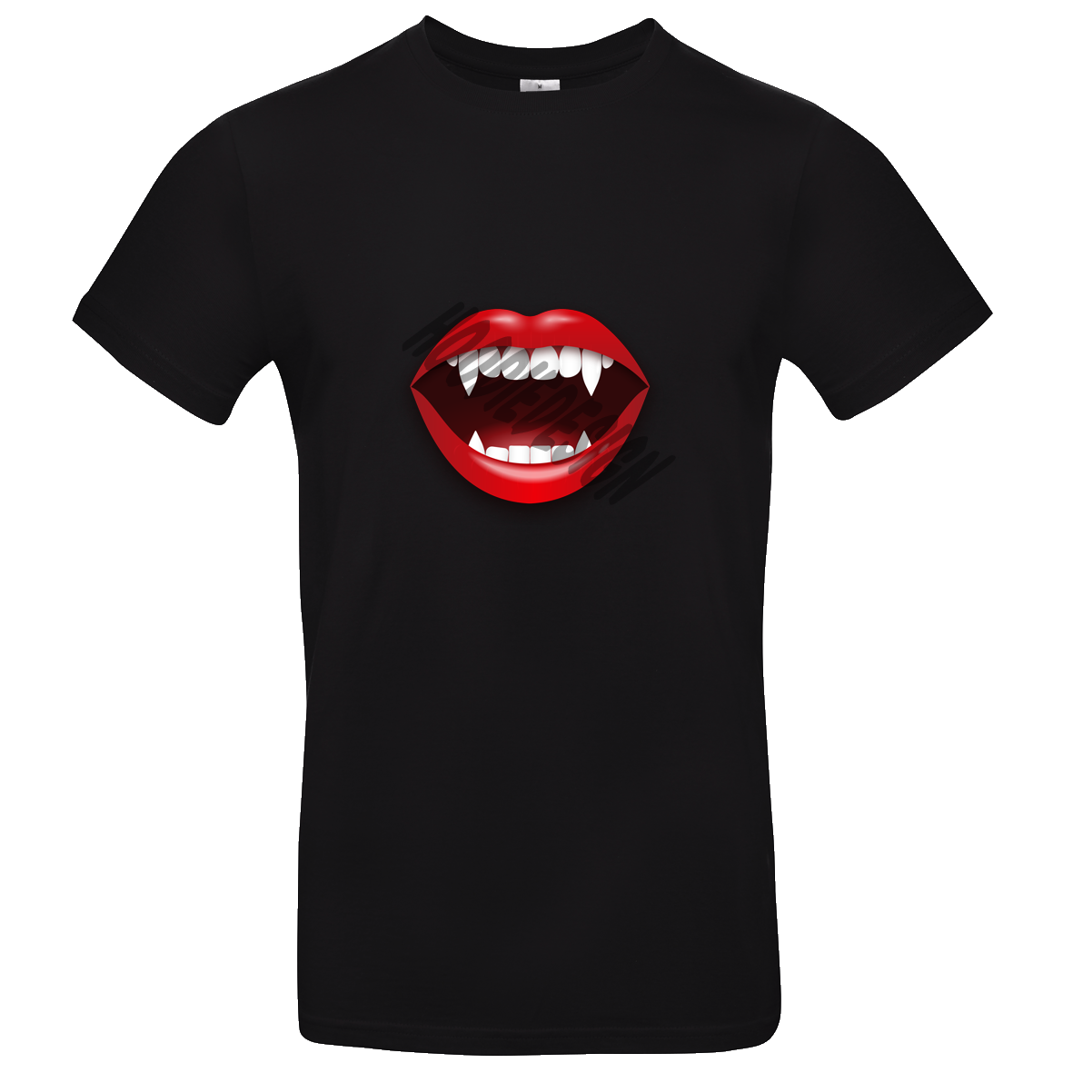 Schwarzes T Shirt mit Vampirmund XS - XL