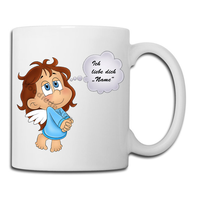 Bedruckte Tasse zum Valentinstag mit süßen Engel