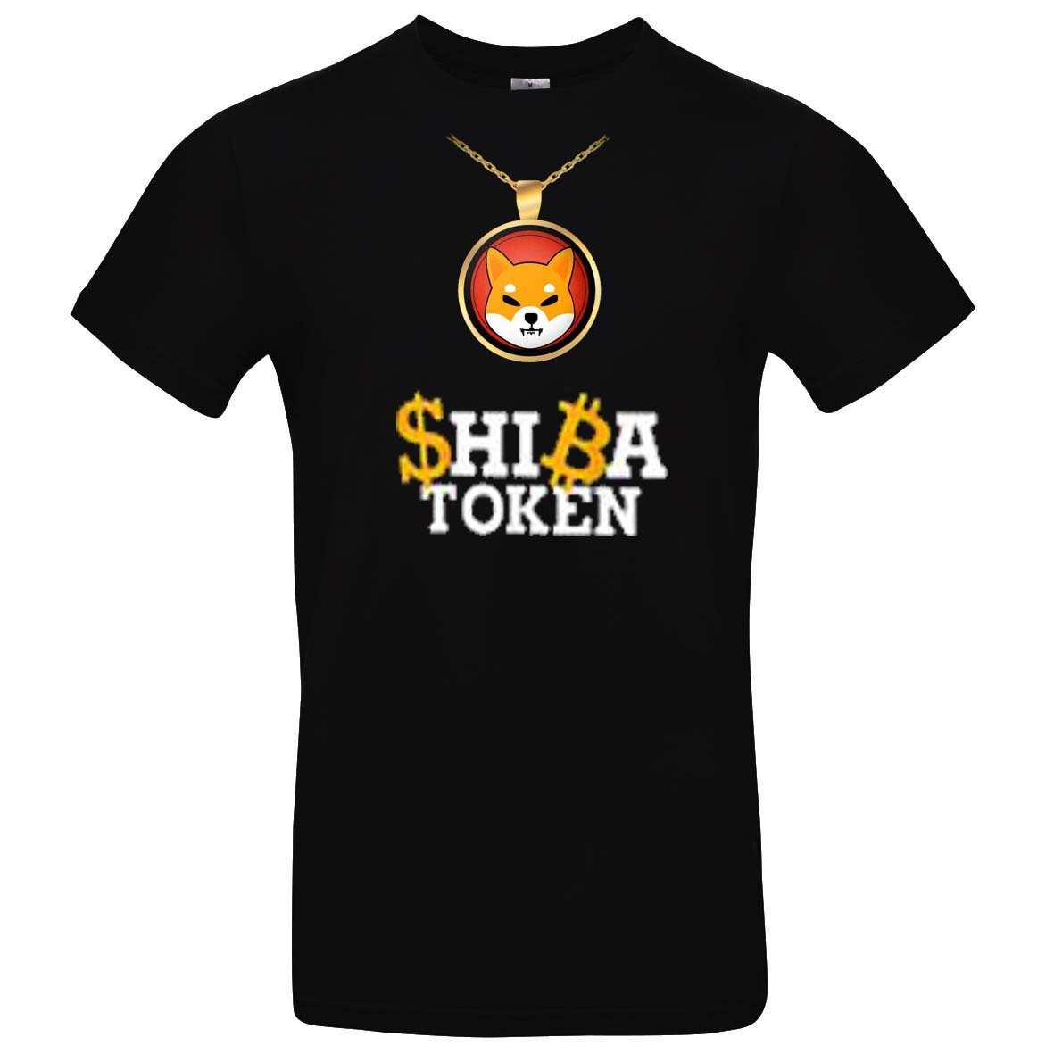 Schwarzes T Shirt mit Shiba Inu Kette XS - 2XL