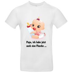 weißes T Shirt Baby mit Flasche