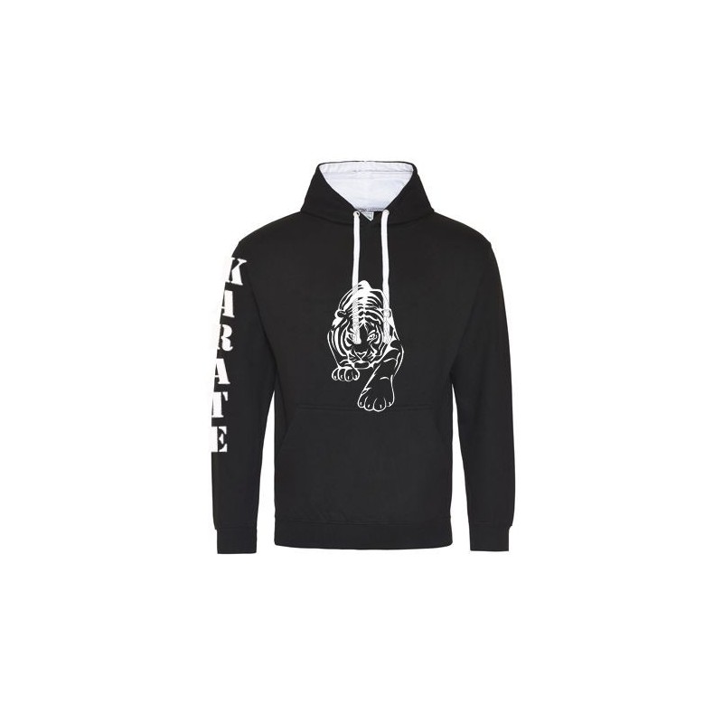 schwarzer Hoodie mit Karate Tiger Motiv S - XL