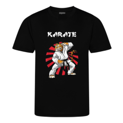 schwarzes Shirt mit Karate Tiger und Karate Schrift