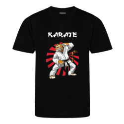 schwarzes Kinder Shirt mit Karate Tiger und Karate Schrift