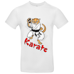 weisses Shirt mit Karatetiger bedruckt