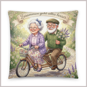 Kissen-oma-opa-auf-dem-Tandem-Liebe Kissen 40x40 Oma und Opa auf einen Tandem Liebe