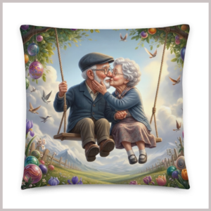 kissen-liebe-schaukel-oma-opa Kissen 40x40 , Oma und Opa auf einer Schaukel