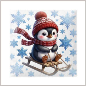 KIssen-pinguin-schlitten